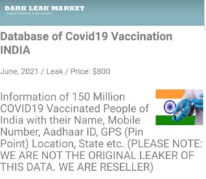 covid19 indian database hacked