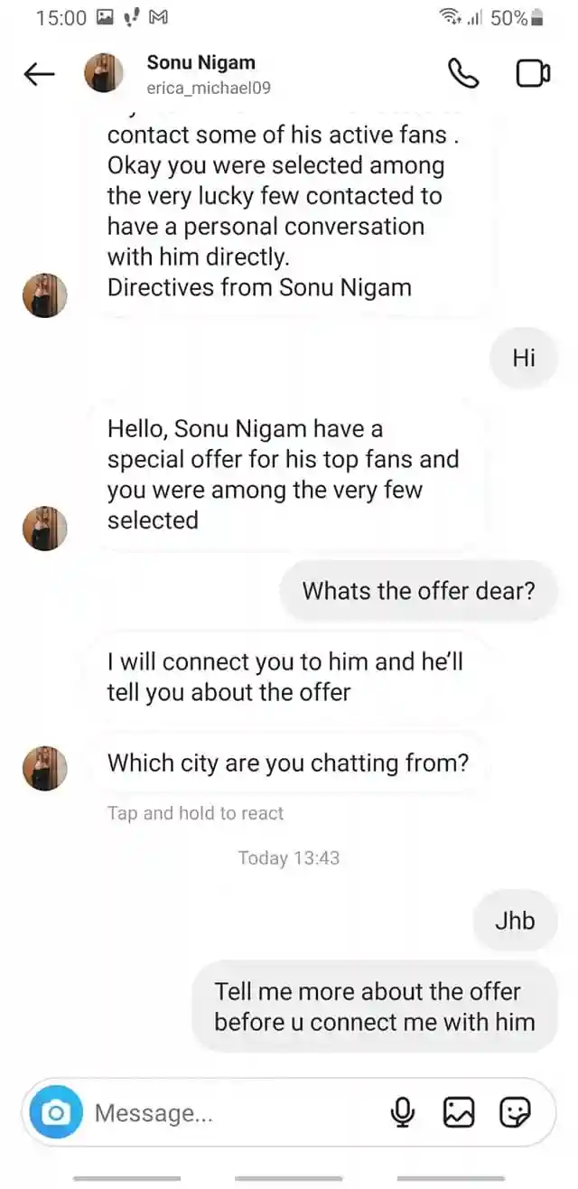 Sonu Nigam Calls Attention to Online Fraud 