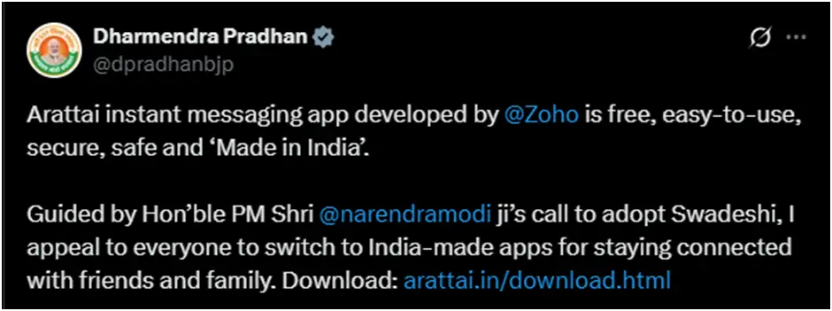 Image Shows Arattai messaging