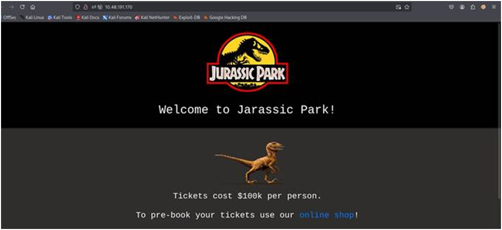 image shows jurassic-park-website