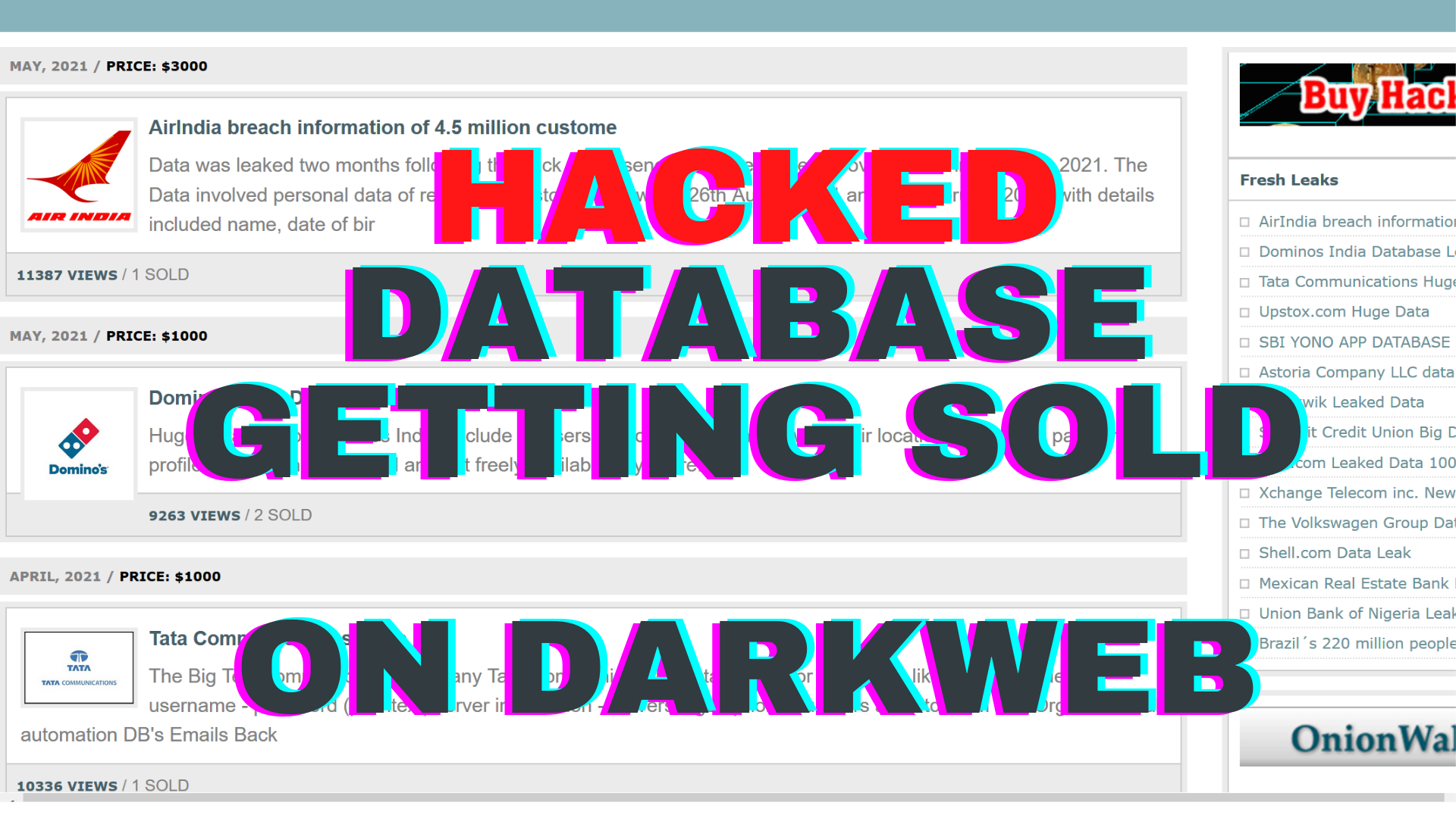 Database Getting Sold on Darkweb