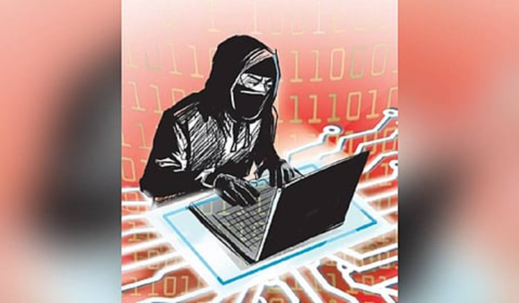 image shows person on laptop