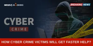 Hooded figure representing a cybercriminal with binary code and cyber crime tape, highlighting news about faster help for cyber crime victims