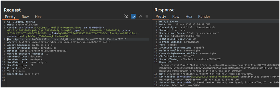 Image Show ●	intercepted request's session ID 