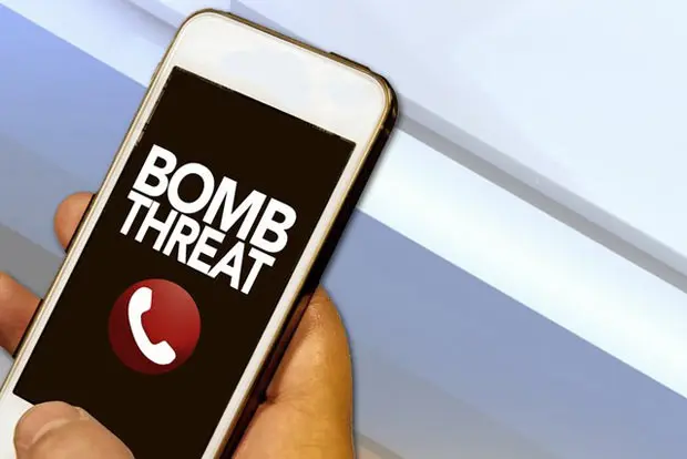 The image shows bomb threats email