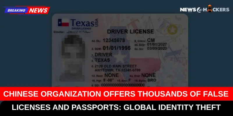 Fake Texas driver's license associated with a global identity theft scam run by a Chinese organization.