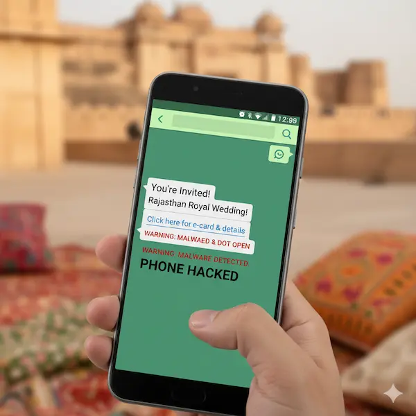 The picture shows a WhatsApp wedding card Whatsapp wedding card