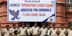 Image Shows Delhi Police Launch “Operation Cyber Hawk” – 700 Cybercriminals Arrested in ₹1,000 Crore Fraud Crackdown