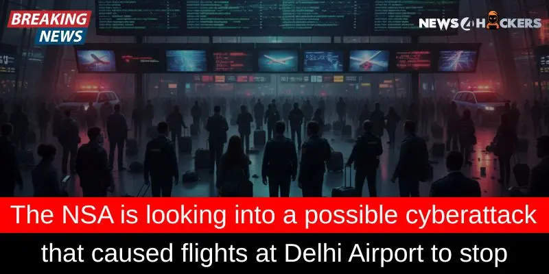 Breaking news about a possible cyberattack halting flights at Delhi Airport
