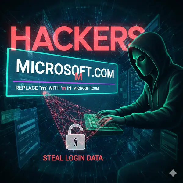Image Shows rn replaced by Hackers to m
