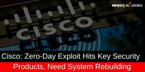Cisco logo with headline about a zero-day exploit affecting key Cisco security products and requiring system rebuilding