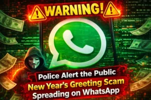 image shows New Year greeting scam