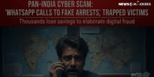 A man receives a WhatsApp call about a fake arrest, part of a nationwide cyber scam that causes thousands to lose their savings.