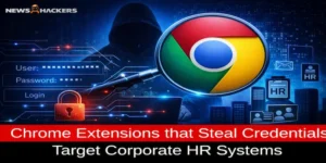 A hacker using a Chrome browser to steal login credentials from corporate HR systems.