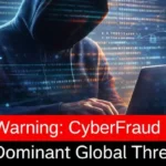 Hacker using a laptop with digital lock icons representing rising cyber fraud threats worldwide