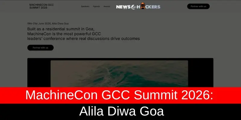 MachineCon GCC Summit 2026 banner showcasing event at Alila Diwa Goa for global capability center leaders and AI professionals