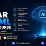 Professional promotional banner for Craw Academy’s 1 Year AI & ML Diploma Course featuring futuristic AI graphics, robotic visuals, course highlights, enrollment CTA button, and contact details.
